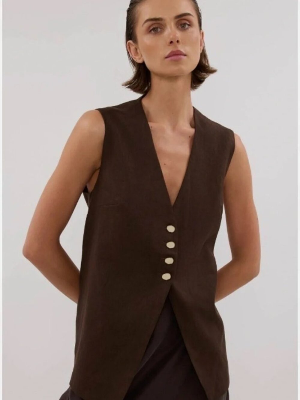 DISSH Knox Brown Linen Vest